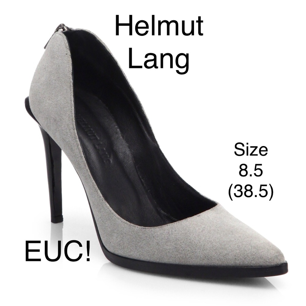 Helmut Lang gray suede zipper sediment heels 8.5